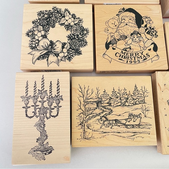 PSX Northwoods Magenta & Others Christmas Holiday Rubber Stamp Lot Winter Scene - Picture 2 of 13
